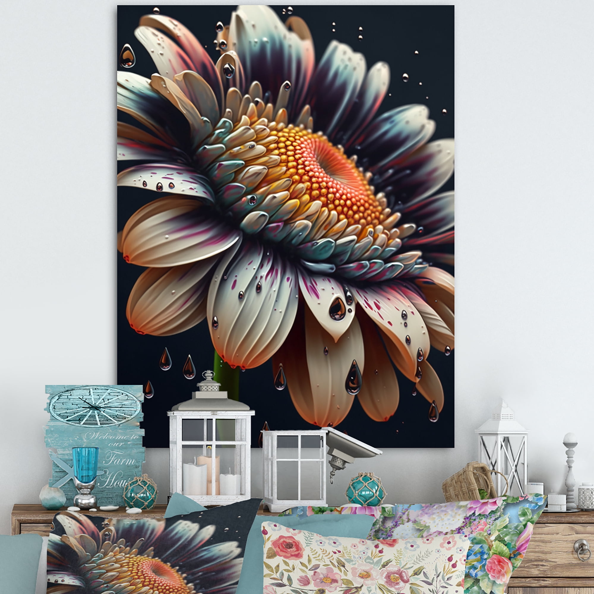 Designart Modern Blooming Daisy I Canvas Wall Art