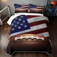 thumbnail image 2 of Manfei Cartoon Football Quilt King, US Flag Sport King Coverlet Set, Red White Blue, Black Reversible 3pcs, 1 Bedspread and 2 Pillowcases, 2 of 7
