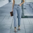 thumbnail image 2 of Hontri Jeans for Women Trendy , Woman Jeans High Waist Straight Jeans Blue Denim Streetwear Vintage Straight Pants Blue L, 2 of 9