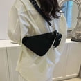 thumbnail image 4 of Fashion simple solid color canvas small bag new western style shoulder slung canvas bag. - black, 4 of 5