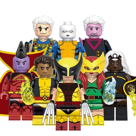 DABINFIGURE 8Pcs Superheroes X-men Mini Figures Battle Hero Storm Action Figures Building Blocks Toys Collectible Christmas Birthday Gift for Kids