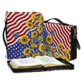 thumbnail image 3 of FOR U DESIGNS American Flag Leather Bible Cover Case Sunflower Butterfly Sturdy Bible Protector Aesthetic Bible Case Carrying Book Cases Size L Portable Bible Case Purse for 4 of July, 3 of 7