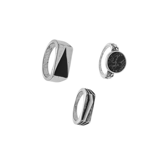 No Boundaries Men's Rings, Silver, 3 Pack
