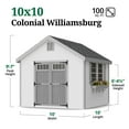 thumbnail image 3 of Little Cottage Co. 10x10 Colonial Williamsburg Shed with Operable Windows and Floor, Outdoor Wood Storage Do-It-Yourself Precut Kit, 3 of 14