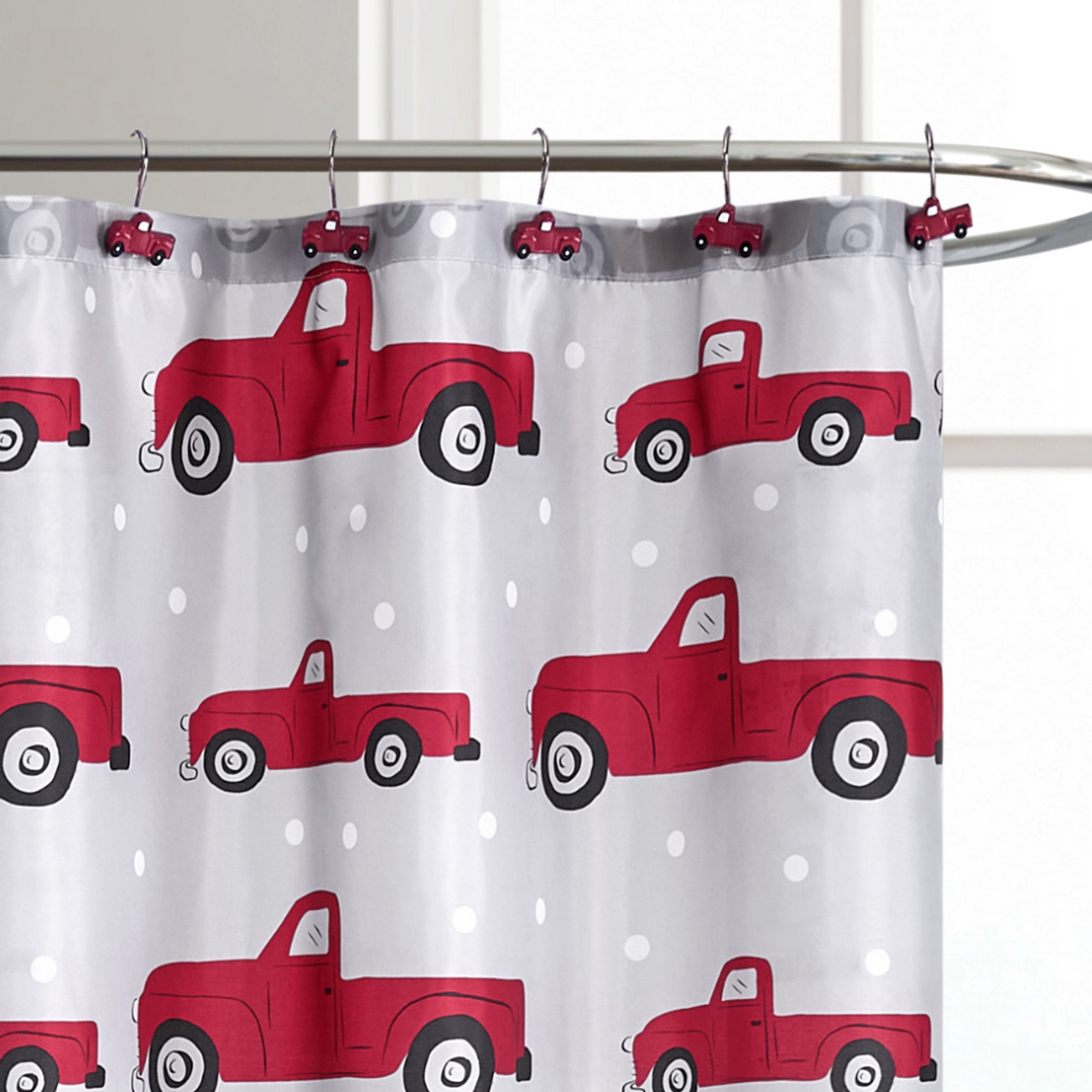 VCNY Home Holiday Truck 13-Piece Truck Polyester Shower Curtain Set