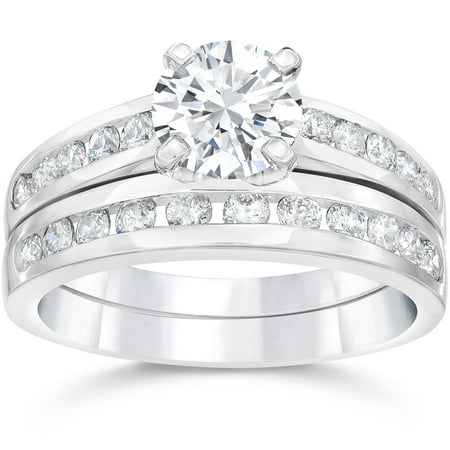 2 Carat Diamond Solitaire Engagement Ring Matching Wedding Band White ...