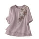 thumbnail image 1 of Primavera Tops para las Mujeres Algodón, Algodón Y Lino Impreso, Manga Corta Cuello Redondo Top / Camisa, 1 of 4