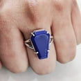 thumbnail image 5 of Coffin Lapis Lazuli Ring, Natural Afghani Lapis Ring, September Birthstone Ring, Womens Ring, Coffin Ring, 925 Sterling Silver, Christmas, Handmade, Statement Jewelry, Coffin Shape Gemstone Ring, 5 of 7