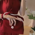 thumbnail image 5 of Vintage Red Velvet Women Shoulder Bag Pearl Chain Ladies Tote Underarm Bags Elegant Female Clutch Purse Handbags Christmas Gift, 5 of 6