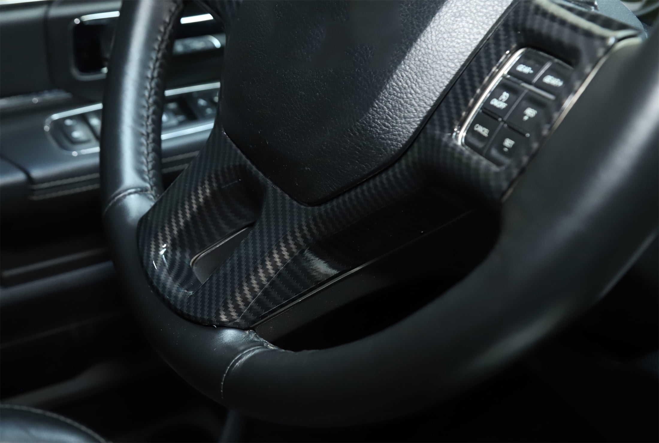 CheroCar Car Steering Wheel Cover Trim for Dodge RAM 2010-2017(Carbon Fiber Black)
