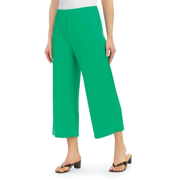 Collections Etc Solid Stretch Knit Elasticized Waist Carpi Pants