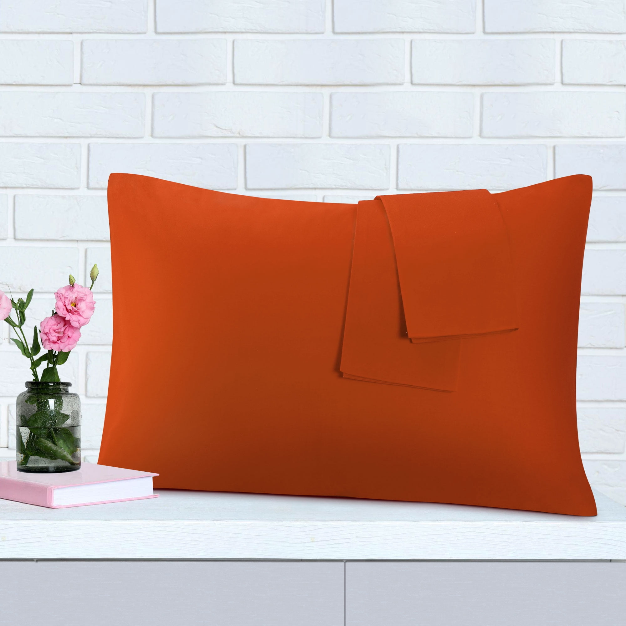 Unique Bargains 6 Piece Breathable Egyptian Cotton Pillow Case Cover Orange Queen