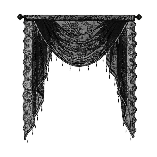 Ventana de cascada Venance Vintage Diseño Vintage Romántico Romántico transpirable con Bead Tassels Cerecho de botas para las cortinas de café baño Ancho de 100 cm