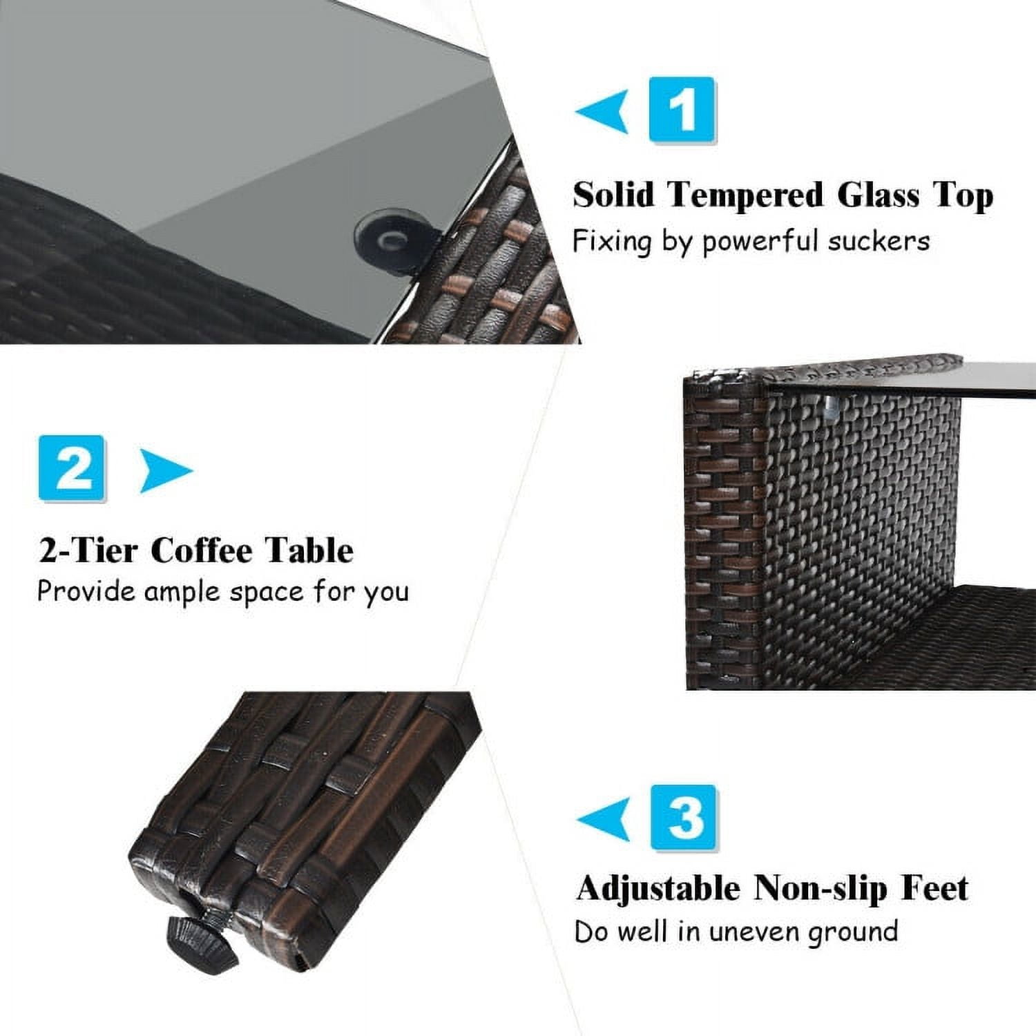 Aimee Lii 4 Pieces Outdoor Rattan Wicker Loveseat Furniture Set with Cushions, Small Patio Set, Turquoise Aimee Lii 4 Pieces Outdoor Rattan Wicker Loveseat Furniture Set with Cushions, Small Patio Set, Turquoise