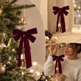 thumbnail image 3 of Hanging Ornament 12 Inch Vintage Bow with Gold Bells for Christmas Tree Door Wall Mantel Holiday Party Decor, 3 of 6