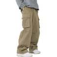 thumbnail image 4 of Taqqpue Men's Baggy Cargo Pants Casual Solid Color Long Pants Loose Fit Straight Wide Leg Hip Hop Pants with Pockets, 4 of 6