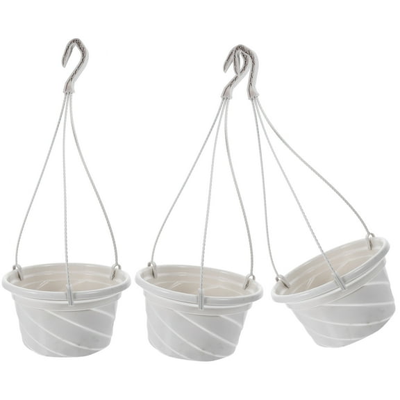 3pcs Chlorophytum Hanging Flower Pots Suspended Planters for Outdoor Balcony Plants Beige Ornamental Hanging Basket Decor