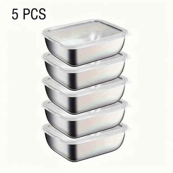 Stainless Steel Stackable Meal Prep Containers 5-Pack