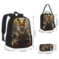 thumbnail image 2 of Disketp Streamside Meditating Fox Mochila Estampada de Gran Capacidad con Lonchera y Estuche, Set de 3 Piezas para Estudiantes, 2 of 7