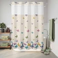 thumbnail image 6 of No Hook Shower Curtain, Vintage Colorful Butterfly Shower Curtains for Bathroom with See Through Top Window, Watercolor Butterflies Rustic Waterproof & Washable Bath Curtain Extra Long 72"x96", 6 of 9