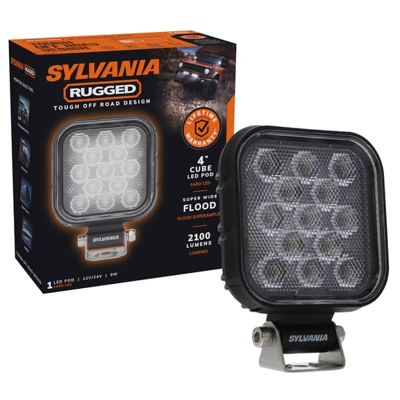 Sylvania Rugged 4 Inch Cube LED Light Pod Flood 2100 Lumens, 1 pack