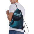 thumbnail image 3 of Drawstring Backpack - Vintage Blue Pattern Whale Splash Proof Small Drawstring Gym Bag for Women Men, Cinch Sports String Bag Backpack for Travel Swimming Beach, 3 of 8
