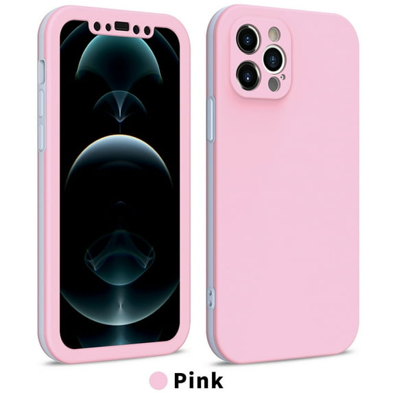 Hybrid Dual Layer iPhone 12 Pro Max Case (Pink) Camera Lens Protection 360° Full Enclosing Protective Shockproof and Scratch Resistant Cover