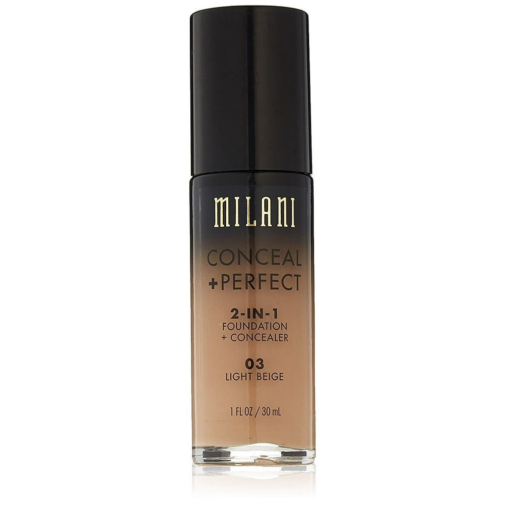 Milani Conceal And Perfect Foundation Milani Conceal + Perfect 2-in-1 Foundation Concealer, Light Beige, 1.0