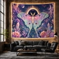 thumbnail image 6 of Floral Garden Luna with Moth Translucent Wings Shades, Mystical Fantasy for Space Lovers, Galaxy Room Decor, Mother'S Day Gift, Tapestry Wall Hanging for Bedroom and Dorm, 6 of 7