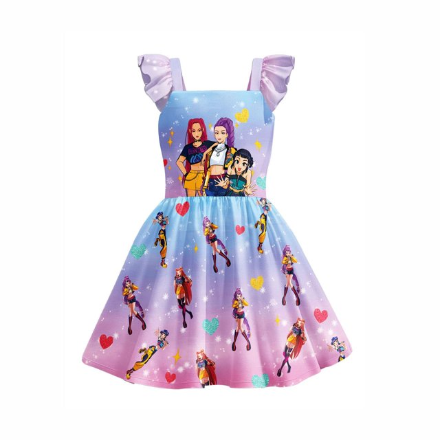 Children's Dress Role Play Dress Girl's A-line Dress Party Dress Up Dress Kpop Demon Hunters Pajamas Dress Girl Skirt Girls Fly Sleeve Nightgown Girls Pop Singer Great Gifts for Girl#Pink 120