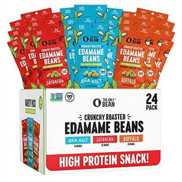 The Only Bean Crunchy Roasted Edamame - Healthy Snacks for Adults and Kids (Variety Pack), Low Calorie & Carb Keto Snack Food, Vegan Gluten Free High Protein Snacks (11g), Office Snack, 0.9oz 24 pack