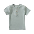 thumbnail image 2 of UACY Boys Henley Short Sleeve Shirts Kids Cotton Casual T-Shirt Button Front Solid Tops Tees Summer Clothes (Green, 7-8 Years), 2 of 9