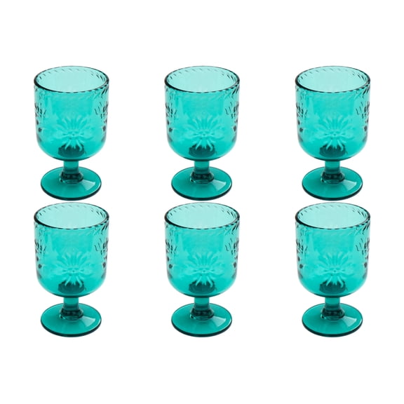 Talavera Acrylic Wine Glass - Teal - 13 oz - Set of 6