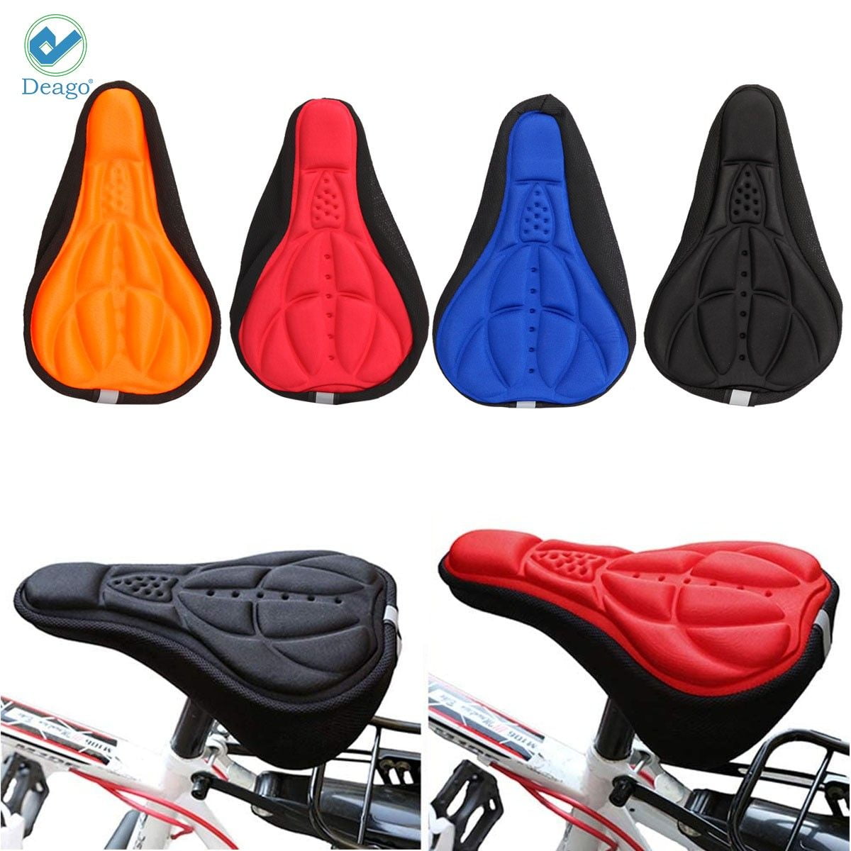 Bike Bicycle Silicone 3D Gel Saddle Seat Cover Pad Padded Soft Cushion Comfort