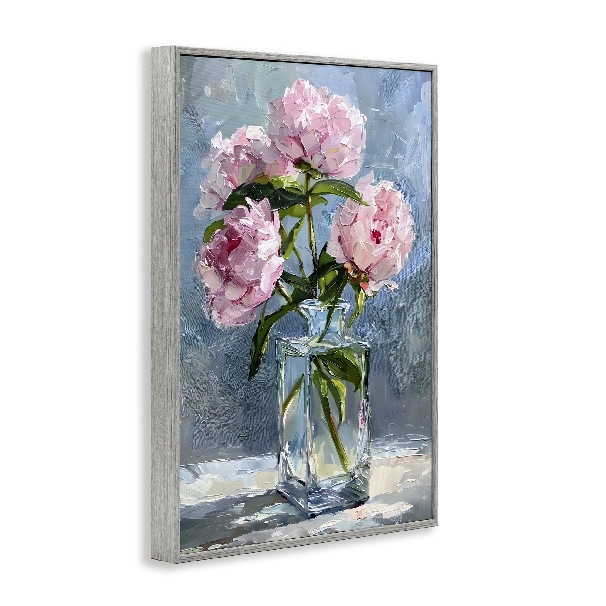 Stupell Industries Beautiful Pink Pastel Peonies Gray Framed Giclee Art, design by Creative Studio
