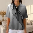 thumbnail image 4 of Women's Waffle Knit Polo Shirt Plus Size Friendly Color Block Striped Collared Short Sleeve Loose Fit Vacation Casual Summer Tops 2026, L, 4 of 7