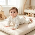 thumbnail image 6 of Newborn Boys Girls Cute Jumpsuit Long Sleeve Snap Fastener Romper Infant Soft Comfy Loungewear Onesie Outfits Beige 6-9 Months, 6 of 7
