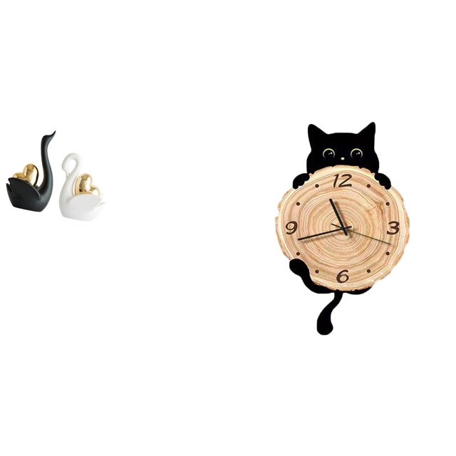 estatua de cisne,Estatuas y figuras de cisnes de cerámica modernas Esculturas,Escultura de animales Decoración centro de mesa,Reloj de pared,Reloj de pared decorativo para baño y dormitorio.
