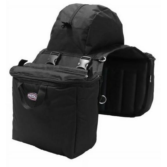 Showman Heavy Nylon Saddle Bag w/ Insulated & Detachable Side Coolers (Black)