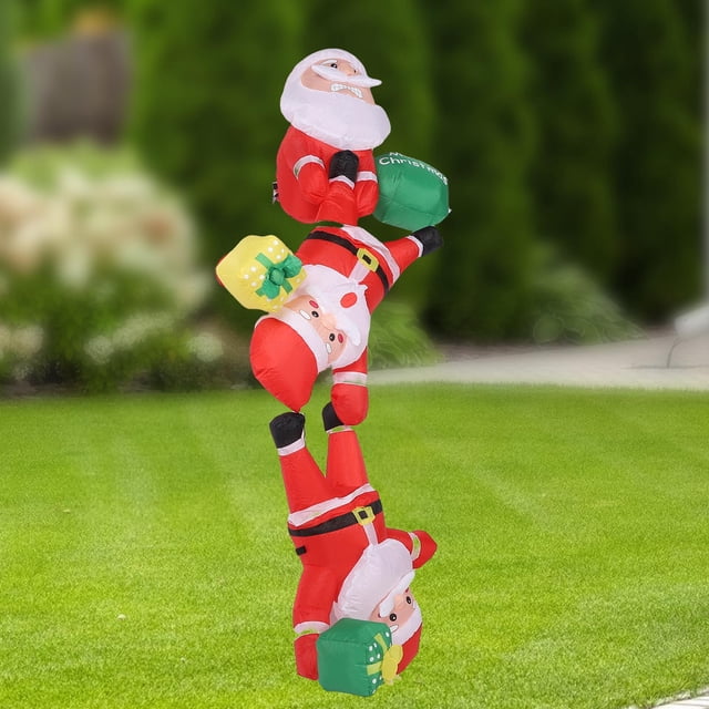 Decoración Navideña Inflable Para Volar A Papá Con Luces LED, 8,2 Pies, Poliéster IP44 Para Exteriores, Decoración De Patio Para Fiestas Navideñas