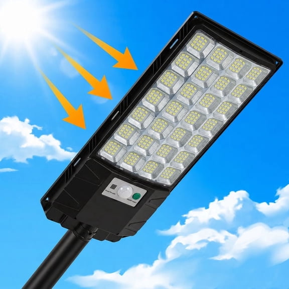 Solar Street Lights Outdoor, Waterproof Dusk to Dawn LED Commercial Parking Lot Lights with Motion Sensor for Patio Garage Yard