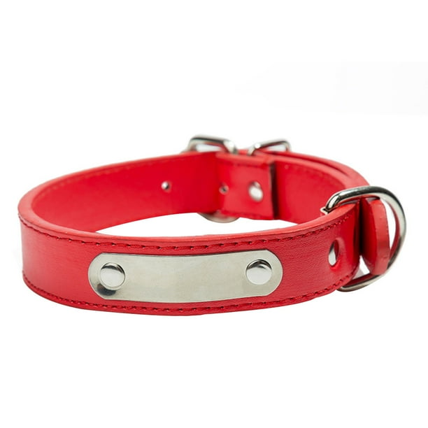 Adjustable Engraved Puppy Pet Dog Collar Id s Stainless Steel Pu Anti Lost Name Plate Straps Walmart Com Walmart Com