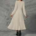 thumbnail image 5 of Womens Crew Neck Long Sleeve Spring Fall Dresses,Women's Fashion Round Neck Long Sleeve Solid Colour Casual Maxi Dress With Ribbed Trim And Fringe Detail Beige, 5 of 9