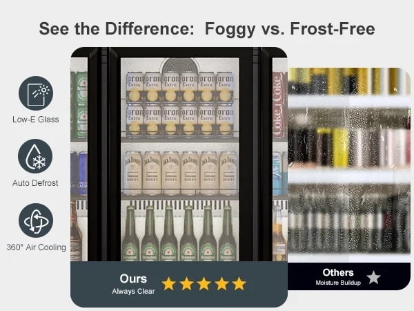 RIOXC 53" Beverage Refrigerator 336 Cans Beer Fridge, Back Bar Cooler with Low-E Glass Door, Commercial Drink Fridge for Home Bar Kitchen, ETL & NSF