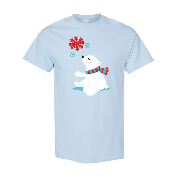 Inktastic Polar Bear, Bear with Scarf, Cute Bear, Snowflakes T-Shirt