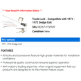 thumbnail image 2 of Trunk Lock - Compatible with 1971 - 1972 Dodge Colt, 2 of 2