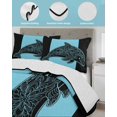 thumbnail image 4 of Quilts Twin XL Size, Black Blue Dolphin Soft Comforter Bedding Set for Bed, Summer Beach Coastal Modern Art Lightweight Quilted Bedspread with Pillow Cover(2 Pieces) for All Season, 68x98 Inch, 4 of 6
