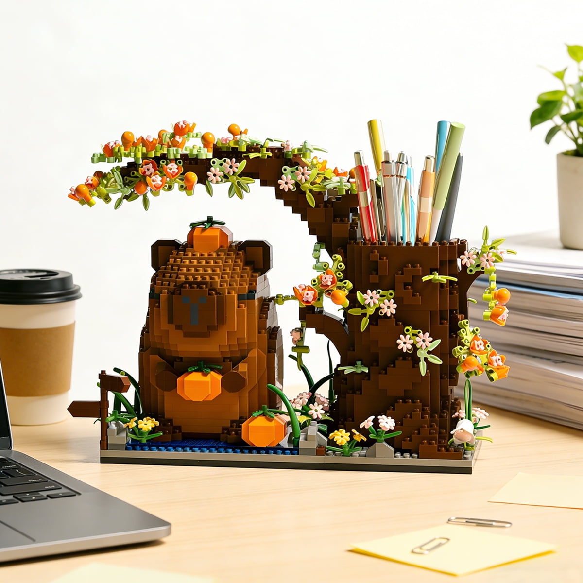 Desk Pen Holder Building Blocks Set, Cute Pumpkin,Animals,Flowers,Tree Building Bonsai Kit Gifts Toy  Fun Crafts Model Kit for Kids & Adults Ages 8+