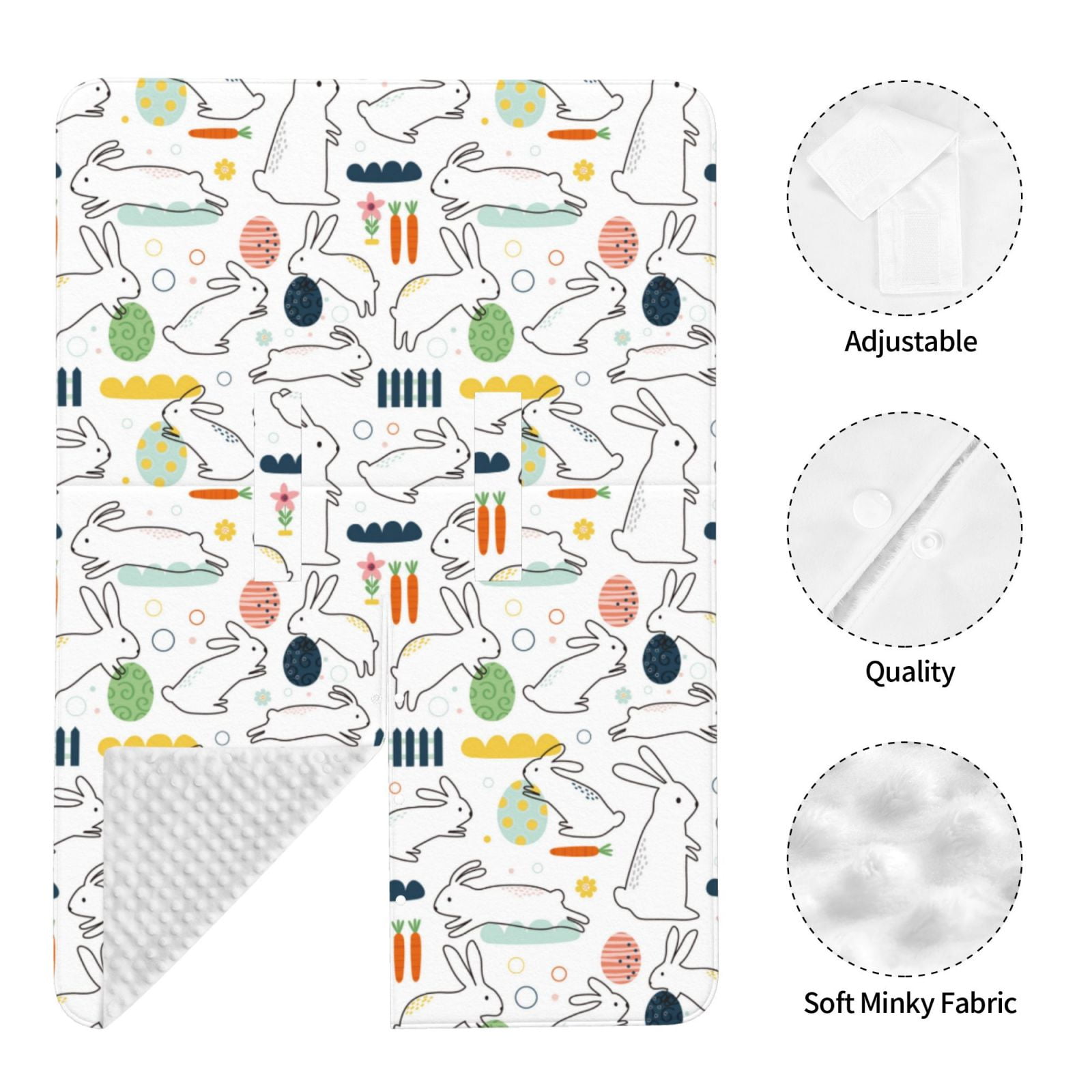 Naloa Easter Rabbit Baby Car Seat Cover, Breathable Baby Carrier Cover, Multiuse Baby Carrier Cover & Nursing Breastfeeding Cover