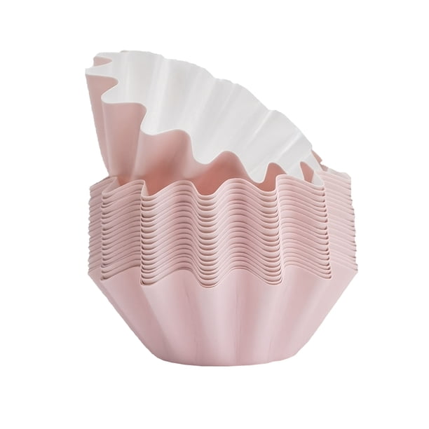 Bewildely 100 piezas tazas para hornear papel engrasado Cupcake Muffin Liners moldes DIY resistentes al calor accesorios de panadería para el hogar Herramientas y accesorios para hornear Rosa Bewildely HA065870-01